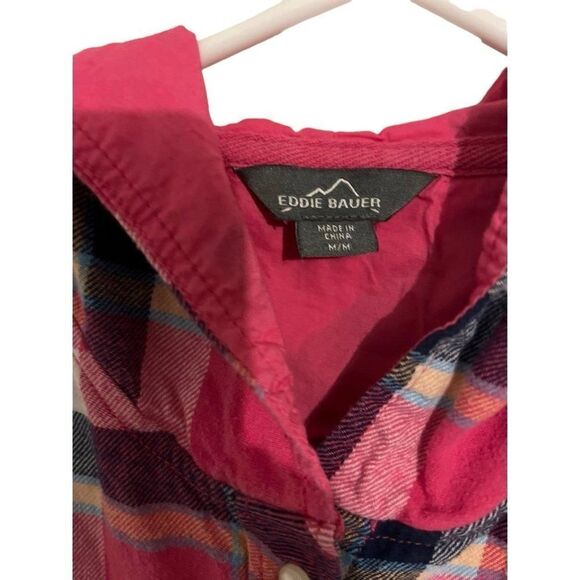 Womens Eddie Bauer Hooded Flannel size medium M Pink - Picture 3 of 3